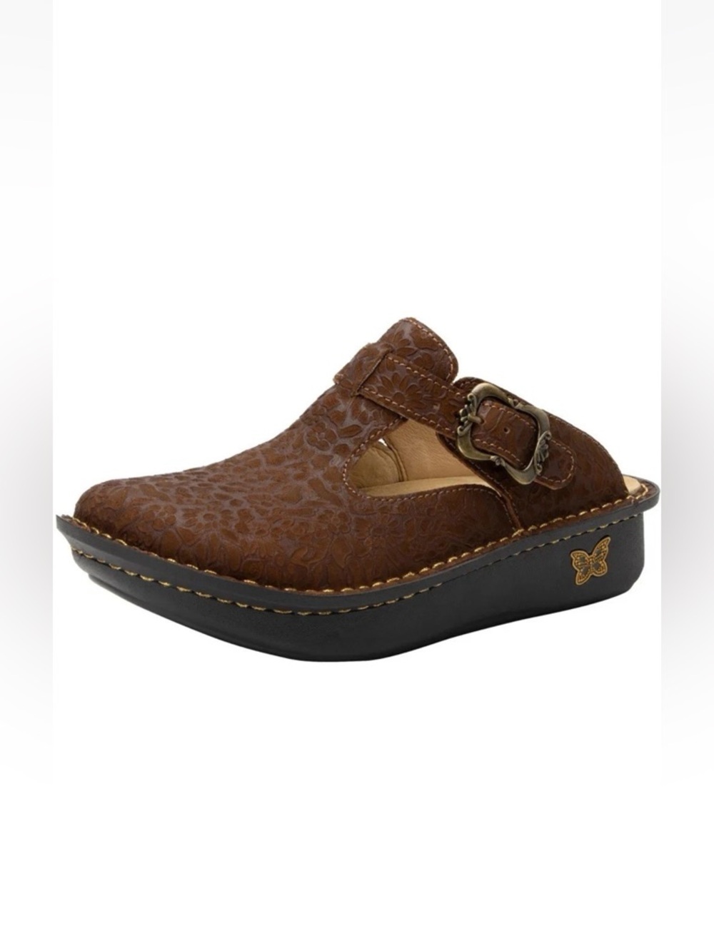 Alegria | Tawny Wedge Clog Womens Size 38 US 7.5 Brown Leather Embossed Mule